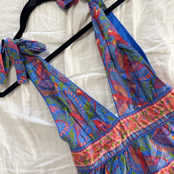 Farm Rio Full length Blue Print Dress - Picture 5 of 11